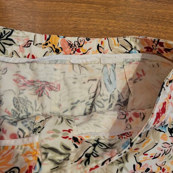 Impressionist Sketch Art Floral Print Wide-Leg Ankle Pants Stretchy Woman's M - Picture 3 of 5